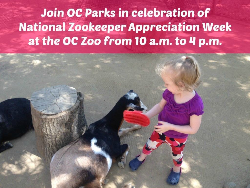 On Saturday, July 25 we will be joining OC Parks in celebration of National Zookeeper Appreciation Week at the OC Zoo from 10 a.m. to 4 p.m.  My kids will learn what it takes to be a zookeeper and get to experience the animals of the OC Zoo up close!  