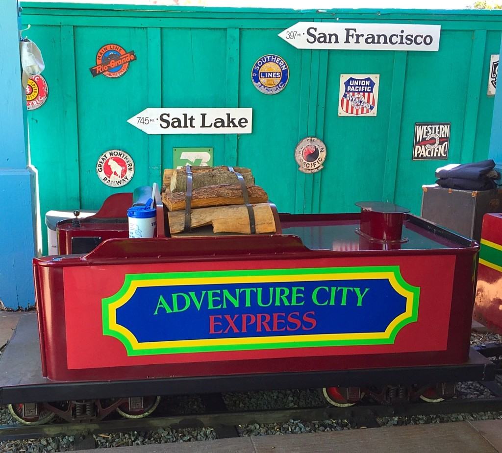 Top 5 Reasons to Visit Adventure City in Anaheim, California including free parking, theme rides for all ages, inexpensive birthday parties, Thomas The Train play area and only $19.95 for admission!