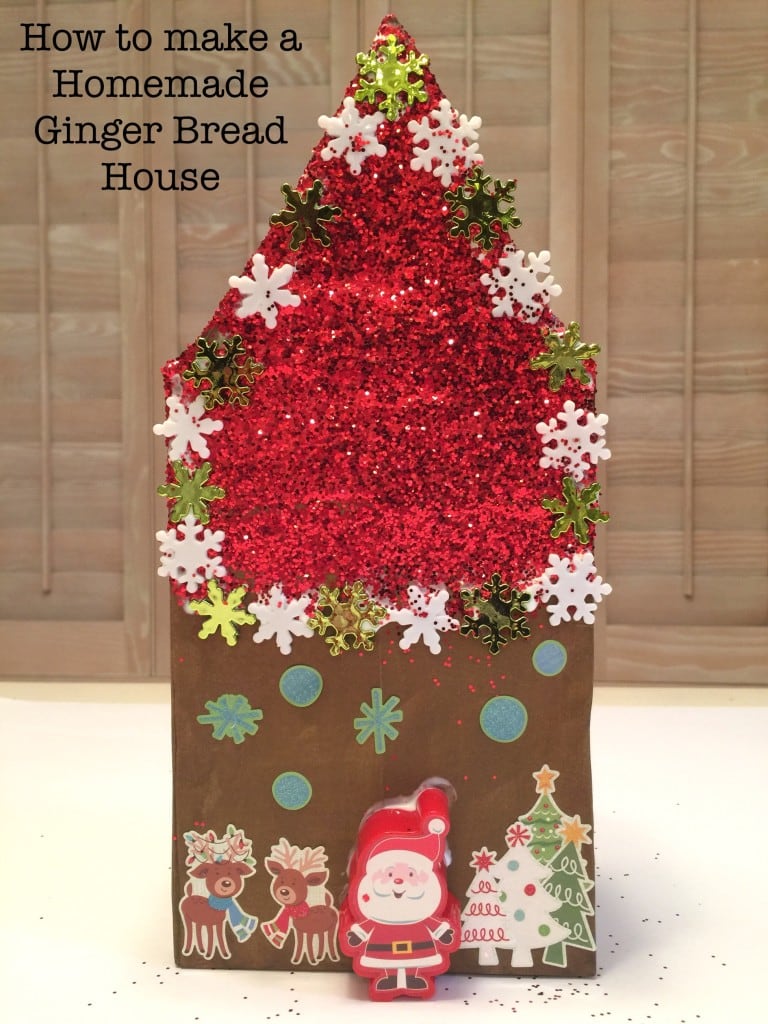 How to make a Homemade Gingerbread House out of cardboard and simple craft supplies.