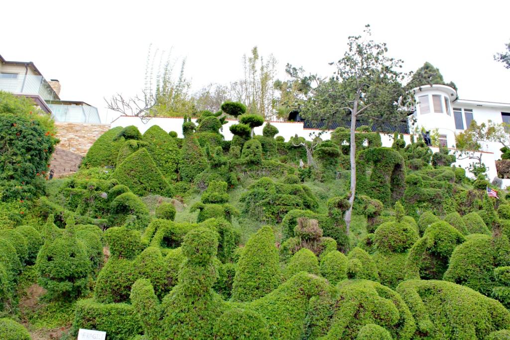 Edna Harper's Topiary Garden in San Diego is made of 50 or so whimsical characters including elephants, whales, a rooster, a bunny, and Mickey Mouse.