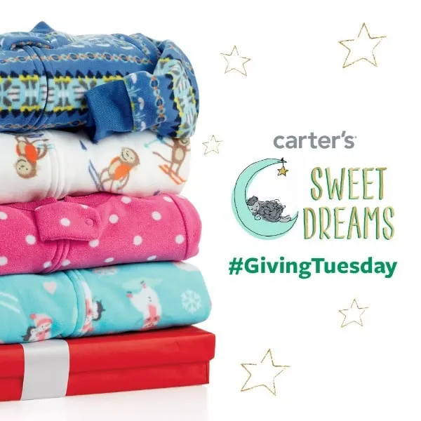 This year marks Carter’s first Pajama Program for Giving Tuesday! For every Carter’s paja­ma pur­chased online today at www.Carters.com or at one of Carter’s 650+ retail stores, Carter’s will donate one of America’s favorite jam­mies to chil­dren in need, up to 100,000 pairs.