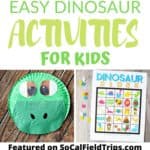 Check out this list of 21 Easy Dinosaur Activities For Kids that not only celebrate colossal creatures, but also entertain and educate children. There's everything from bingo, letter matching, and coloring, to all sorts of sensory activities and crafts. There's even a backyard scavenger hunt that will have your kids searching for hidden dinosaurs! #dino #dinosaurs #dinosaurcraft #dinocraft #dinoparty #dinosaurparty #kidsparty #homeschool #homeschooling #homeschoolactivity #stem #stemactivity