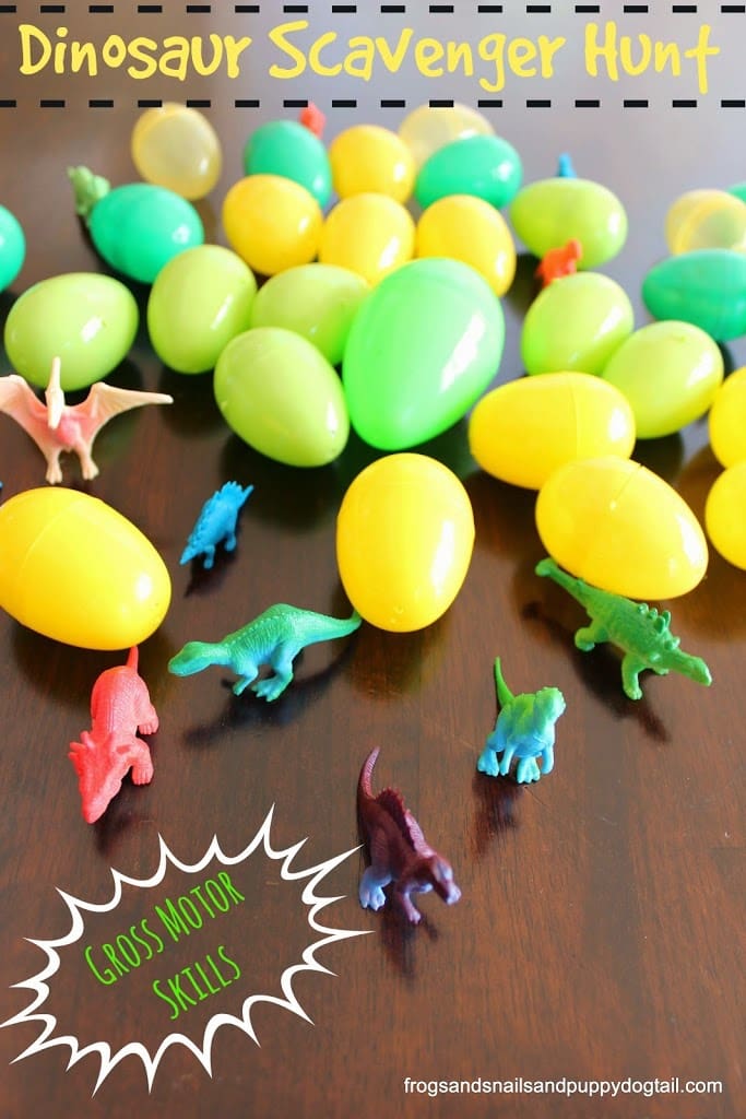 Check out this list of 21 Easy Dinosaur Activities For Kids that not only celebrate colossal creatures, but also entertain and educate children. There's everything from bingo, letter matching, and coloring, to all sorts of sensory activities and crafts. There's even a backyard scavenger hunt that will have your kids searching for hidden dinosaurs!