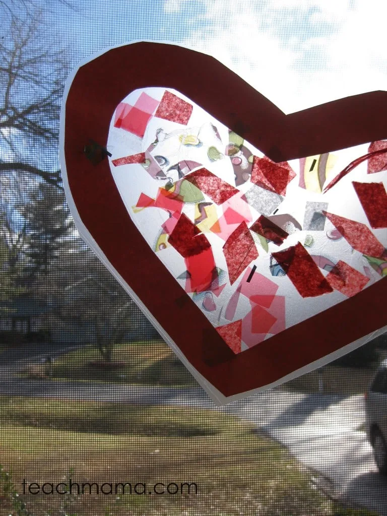 Tissue Paper Puffy Heart Valentine's Window Decoration - Easy Craft Project  