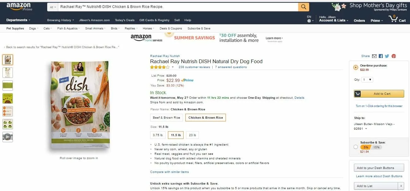 Are you looking for a healthy dog food? In 2007, with help from pet nutrition experts, Rachael Ray created Nutrish super-premium food and treats for dogs inspired by recipes from her own kitchen. Every Nutrish DISH recipe is made with whole ingredients you can see, like slow-roasted chicken, carrots, peas and apples. Plus there is no poultry by-product meal or fillers in the recipes.