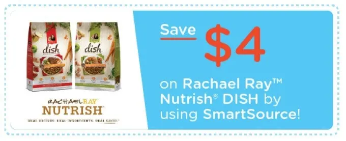 Are you looking for a healthy dog food? In 2007, with help from pet nutrition experts, Rachael Ray created Nutrish super-premium food and treats for dogs inspired by recipes from her own kitchen. Every Nutrish DISH recipe is made with whole ingredients you can see, like slow-roasted chicken, carrots, peas and apples. Plus there is no poultry by-product meal or fillers in the recipes.