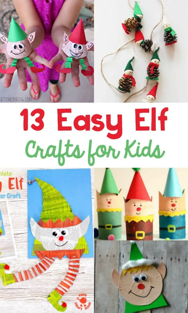 What is your favorite holiday movie?  My favorite movie this time of year is Elf!  If your child likes the movie just as much as I do, or better yet, the newest tradition of Elf on the Shelf, they’re going to love these 13 Easy Elf Crafts For Kids..