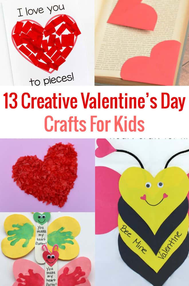 Are you looking for some fun activities to keep the kids entertained on Valentine's Day?  These 13 Creative Valentine's Day Crafts for Kids are surprisingly a little silly, but sure to delight your little sweeties.  What's not to love?