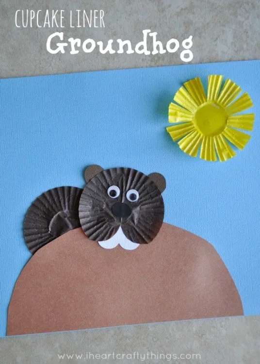 Cupcake Liner Groundhog Day Craft for Kids