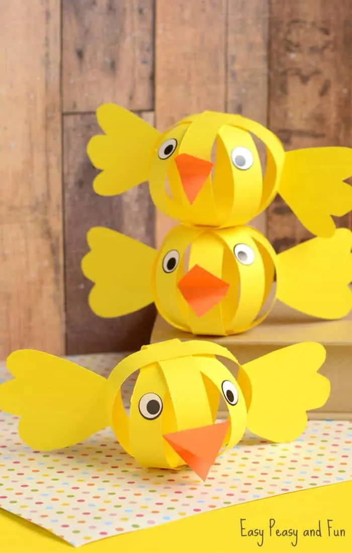 yellow 3D paper chick craft