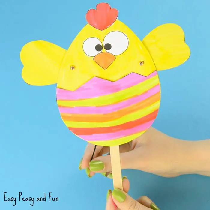 yellow baby chick puppet craft for preschool