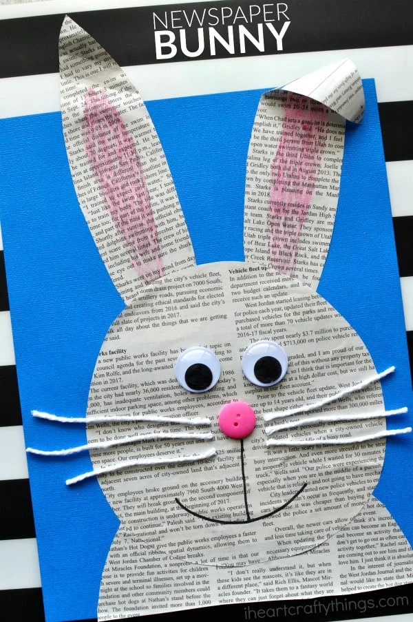 newspaper bunny craft for kids