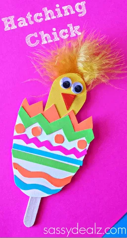 fabric hatching chick craft for preschool