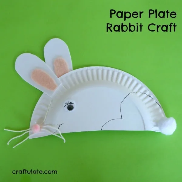 easy white paper plate rabbit craft