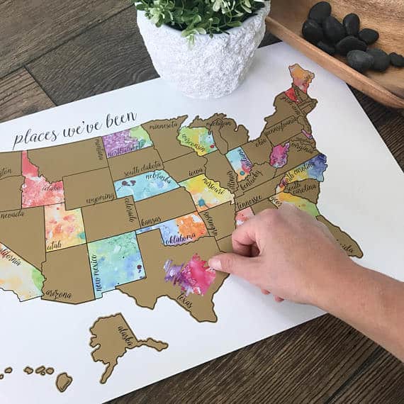 Scratch off United States travel map