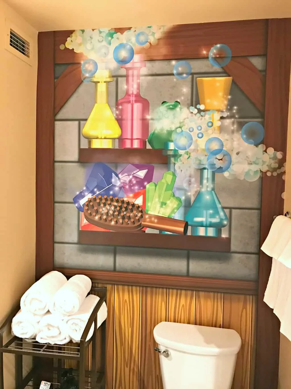 The bathroom in the Magic Wizard Room at the LEGOLAND Castle Hotel