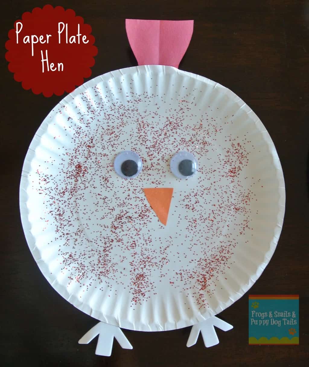 Cute paper plate hen craft for preschool
