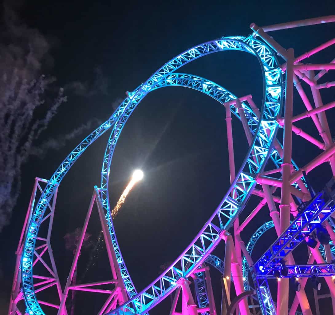 Experience HangTime at Knott's Berry Farm, the first and only dive coaster in California.  The brand new coaster towers 150 feet above ground, showcasing gravity defying inversions, mid-air suspensions and a beyond vertical drop - the steepest in California.