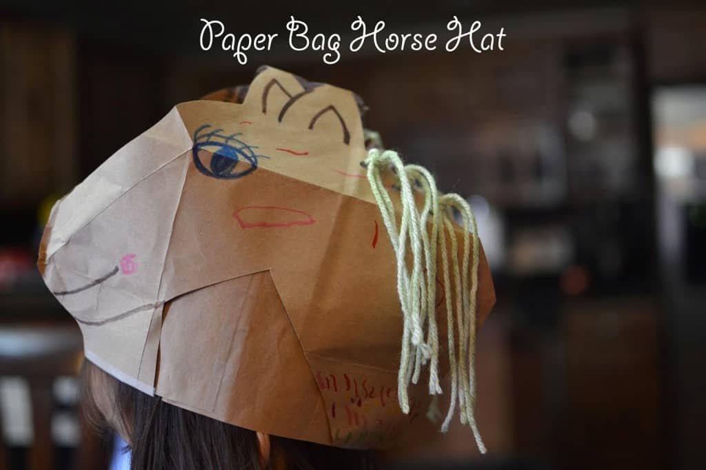 Easy horse paper bag hat craft for kids