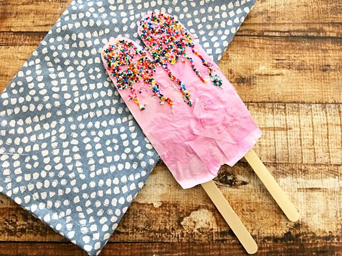 Cute pink paper plate popsicle craft for kids