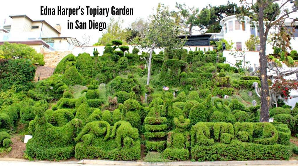 Edna Harper's Topiary Garden in San Diego is made of 50 or so whimsical characters including elephants, whales, a rooster, a bunny, and Mickey Mouse. It is free to visit. However, just be sure to stay on the pathway and enjoy the view from afar.