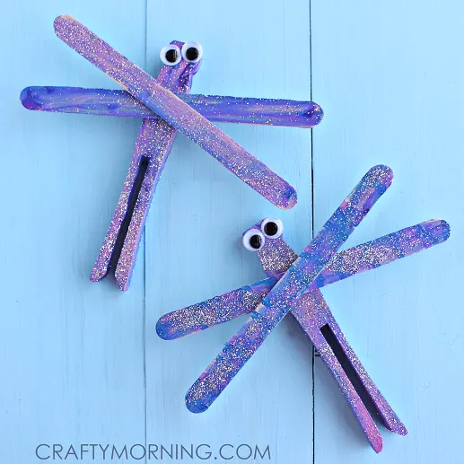 purple dragonfly popsicle craft for kids
