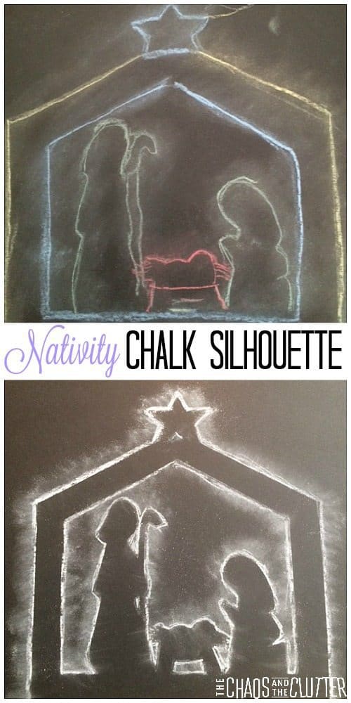 nativity scene chalk art project for kids