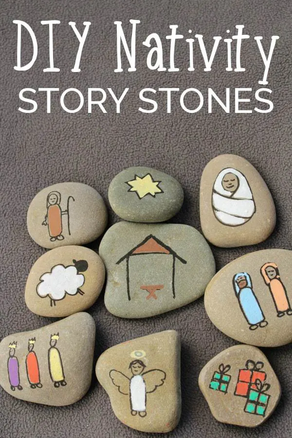 painted nativity scene story stones craft for kids