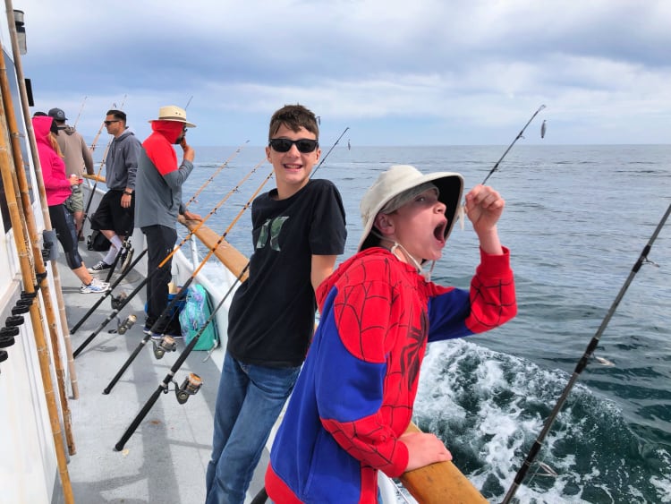 Two boys on a Dana Wharf Sportsfishing Trip