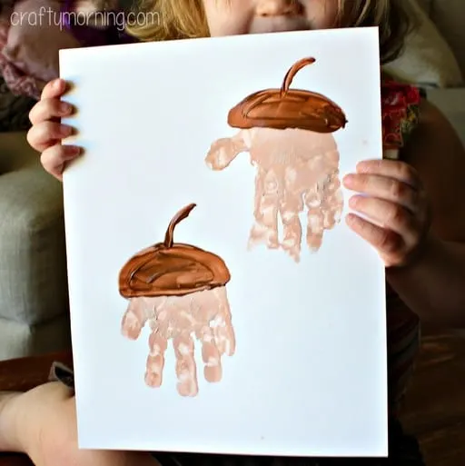 handprint acorn craft for kids