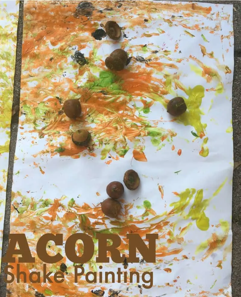 Painting with acorns craft for kids