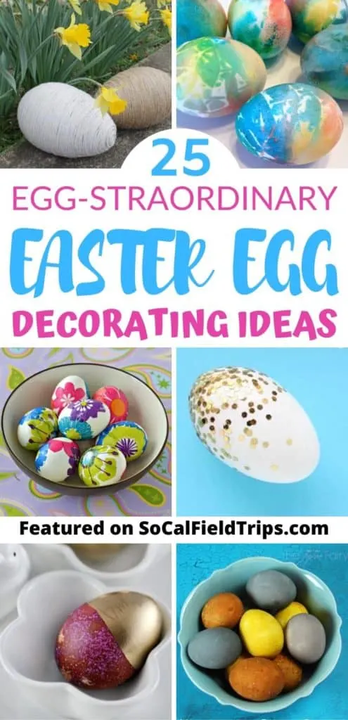 Need some Easter egg dying inspiration? Check out this list of 25 Egg-cellent Easter Egg Decorating Ideas For Families! From using crayons to tinsel to yarn, there's a method for all ages to enjoy and little hands to make. Click here to see the full list.
