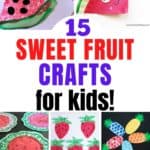 Check out this list of 15 Adorable Fruit Crafts for Kids bursting with all sorts of fun crafts and activities. We’ve got loads of ideas for you with everything from a cute watermelon fan to a strawberry counting game to a pop up pineapple card.