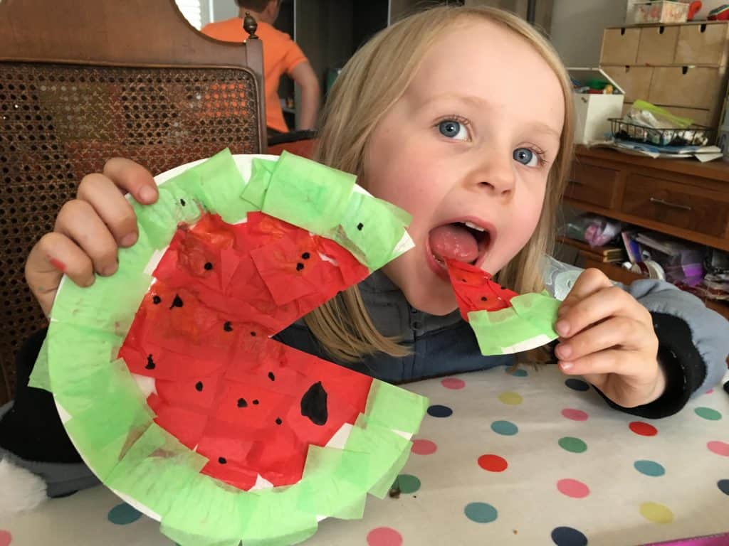 paper plate watermelon craft