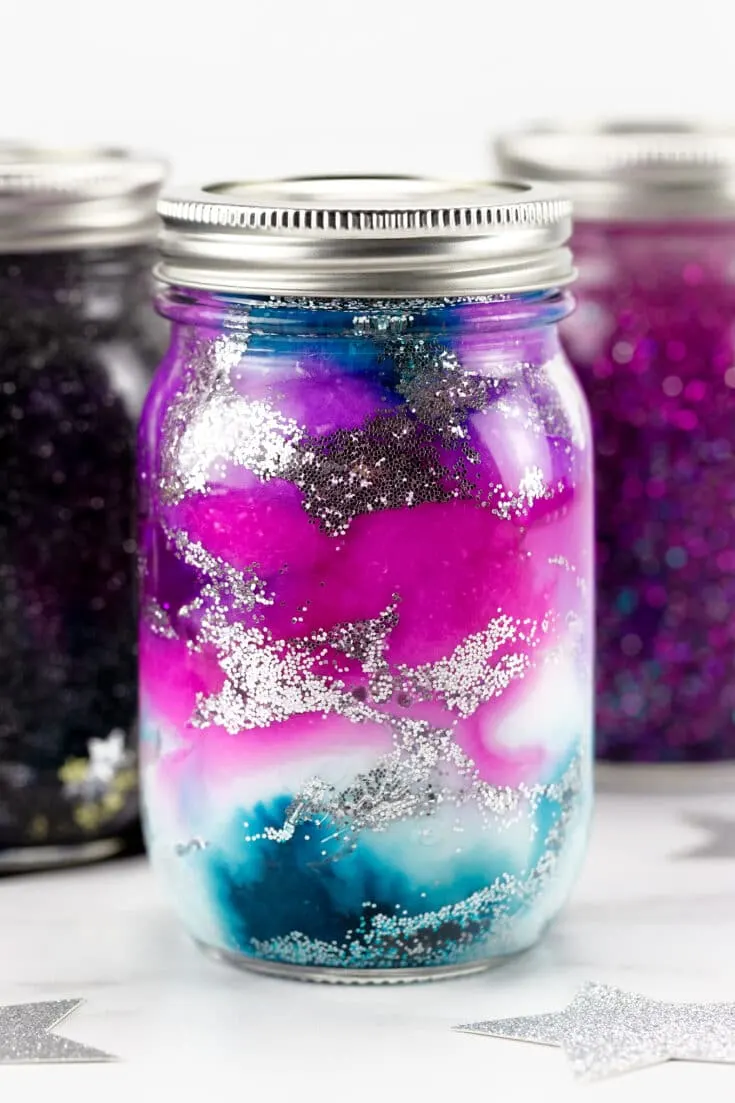 How to make galaxy glitter slime in a jar