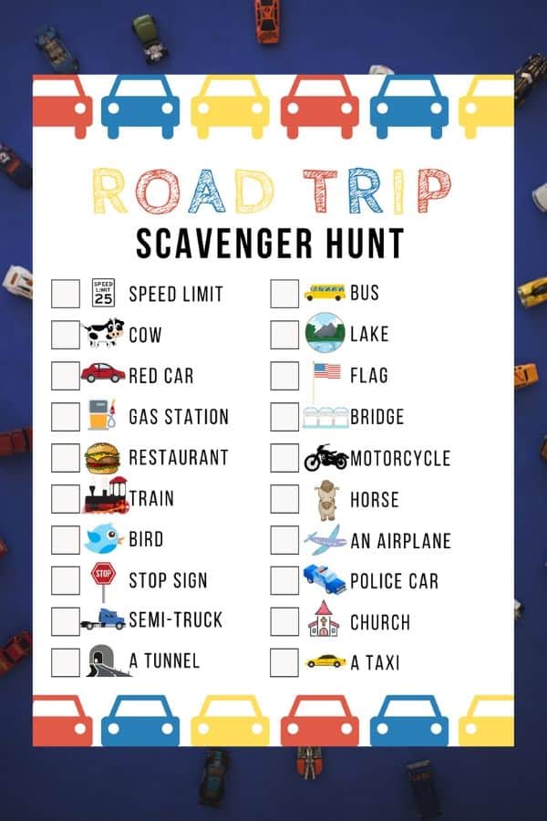 Are you planning a long road trip with kids?  If you're looking for a fun game to keep them entertained in the car, then here's a cute Road Trip Scavenger Hunt Game that's guaranteed to keep them occupied on a road trip, or even for just a short car ride.