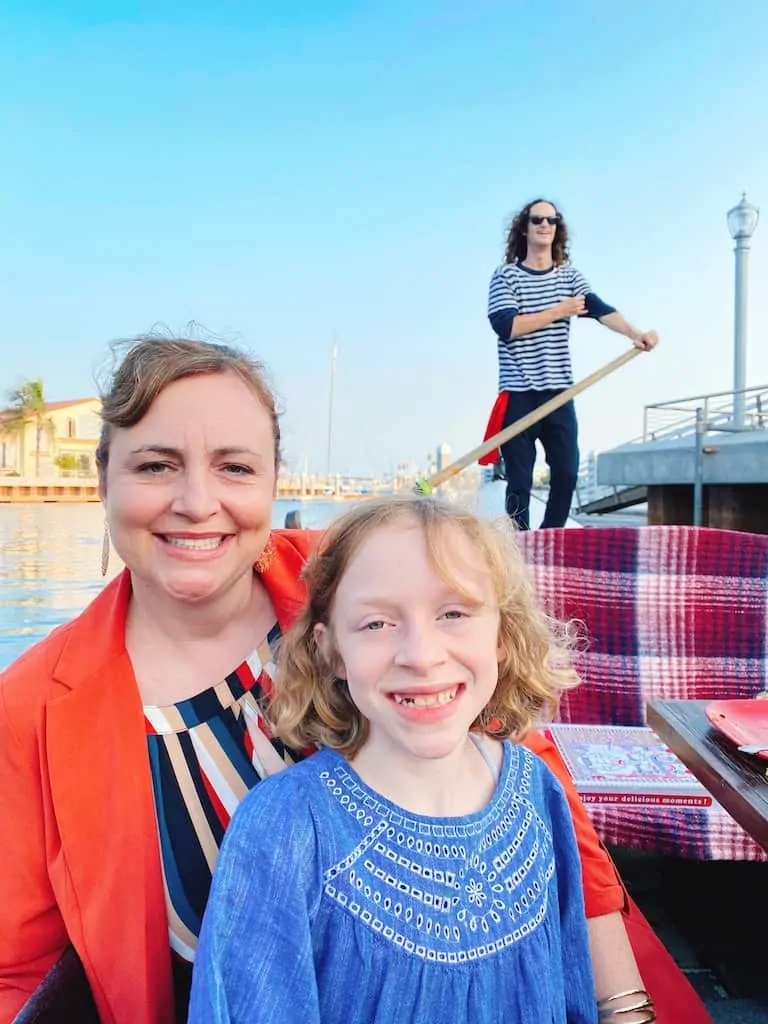 Mom and girl riding with Gondola Getaway in Long Beach