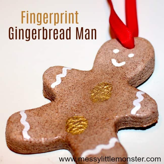 CINNAMON SALT DOUGH ORNAMENT - FINGERPRINT GINGERBREAD MAN CRAFT