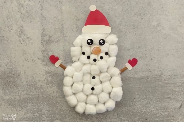 Cotton Ball Snowman Craft [Free Snowman Printable]