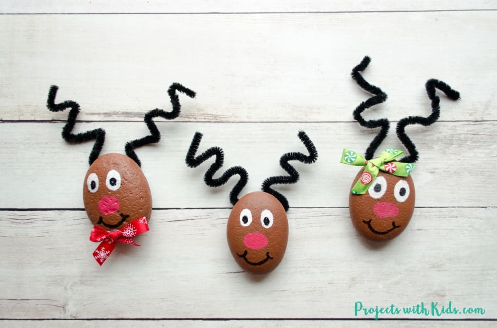 Reindeer painted rocks