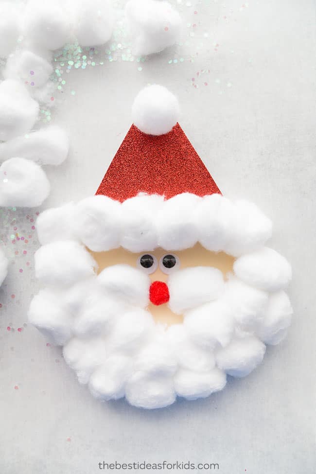 How to make a Santa out of cotton balls