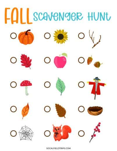 Free Fall Scavenger Hunt Printables - SoCal Field Trips
