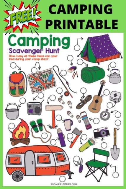 Free Camping Scavenger Hunt Printable - SoCal Field Trips